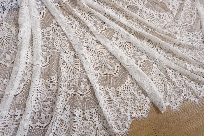 3m Width 150cm Eyelash Lace Fabric Embroidery Wedding Dress Sewing Accessories