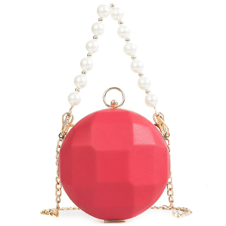 Goedkoop Ronde Kettingen Vrouwen Schoudertassen Parel Handvat Vrouwen Handtassen Acryl Circulaire Schouder Crossbody Zakken voor Meisjes 2018 Merken Tote