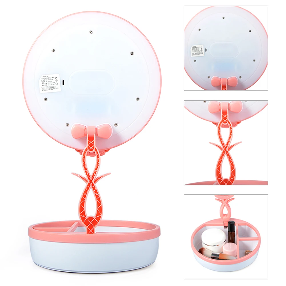 

Touch Screen Adjustable Tabletop Lamp Cosmetic Mirror Rotation Folding USB LEDs Lighted Makeup Mirror Mutilfunction Tools T3