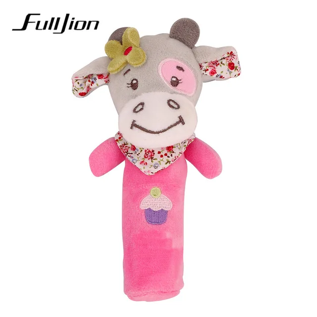 Fulljion детские погремушки мобильные игрушки для малышей Рождественская кроватка игрушки для детей мягкая кровать колокольчик животные Музыкальные Монтессори мобильные погремушки - Цвет: cow