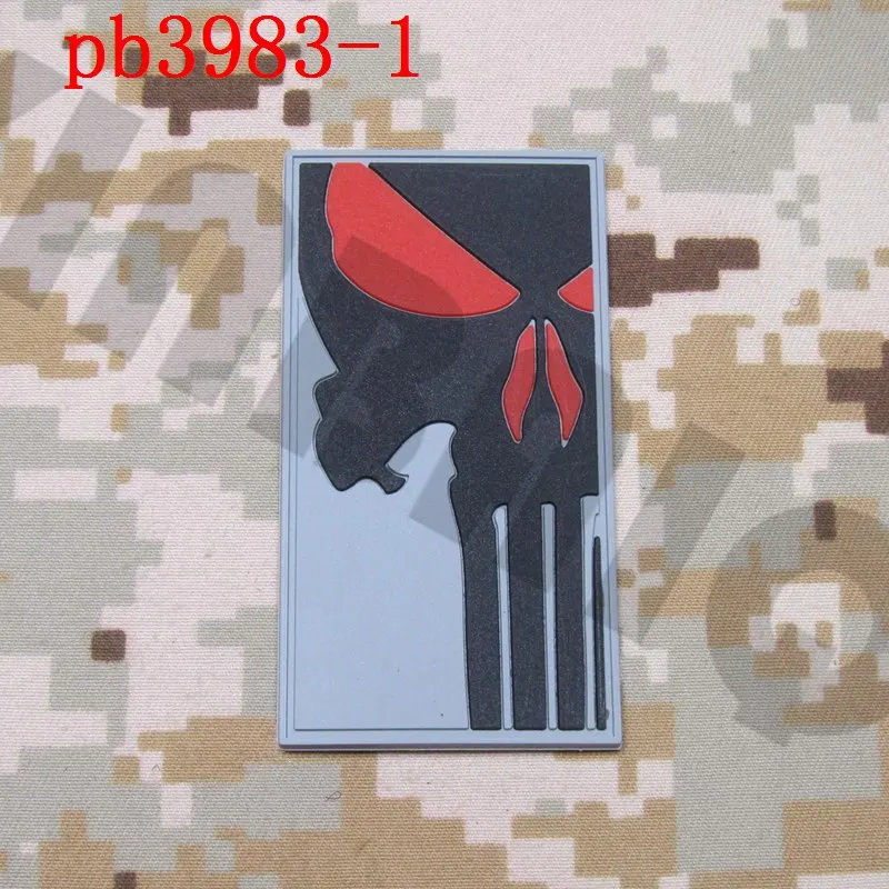 pb3983 Grey 3D ПВХ патч Череп патч боевой тактический военный - Цвет: pb3983 Grey