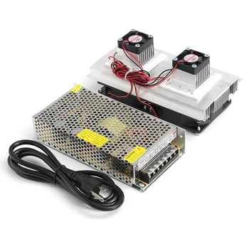 

120W DIY Thermoelectric Peltier Cooler Refrigeration Semiconductor Cooling System Kit Double Cooler Fan Finished Kit