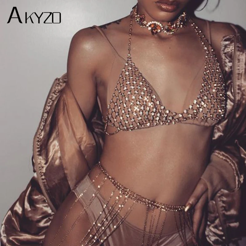 

Luxury Handmade Rhinestone Hollow Out Alloy Chain Crop Top Women 2019 Sexy Beach Gold Cropped Party Short Club Tank Tops