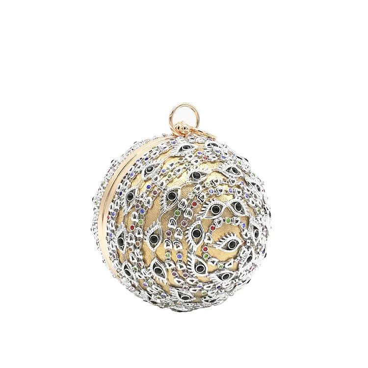 Роскошные дамские вечерние клатч бриллиант жемчуг Свадебная вечеринка кольцо сумка Для женщин круглый шар клатчи кошелек для девочек цвета: золотистый, серебристый