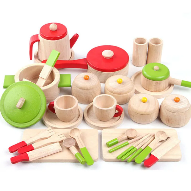 100% Brand New Japan Woody Puddy Kitchen Children Simulation Tableware Wooden Toys Sets