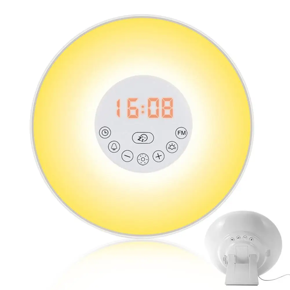 

AKDSteel LED Digital Alarm Clock Sunrise Wake Up Light Simulation Bedside Lamp Night Light Snooze/Sunset Radio Memory Function