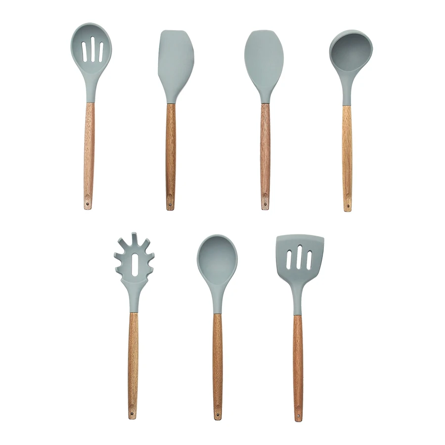 Kitchen Gadgets - Silicone Cooking Utensils Kitchen Utensil set - 7 Natural Acacia Wooden Silicone Kitchen Utensils Set Kitchen Gadgets - Silicone Cooking Utensils Kitchen Utensil set - 7 Natural Acacia Wooden Silicone Kitchen Utensils Set