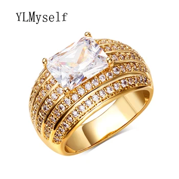 

Gold color ring with rectangle Crystal stone bijoux China charm jewelry supplies for women 2020 new Sparkly Zircon Rings