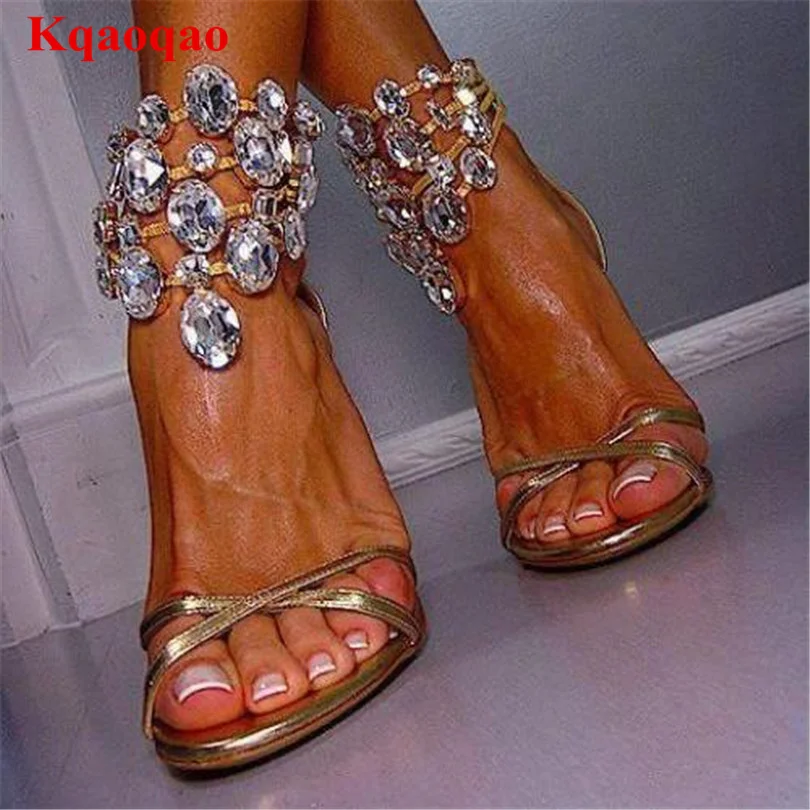 

Brand Designer Violet Rhinestones Shoes Women Sandals Crystals Ankle Chain Straps Sandals Ladies Evening Party Dress Sandals