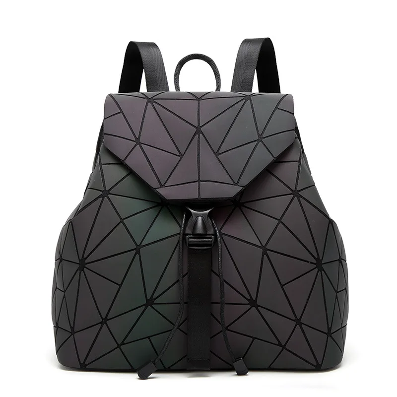 

Dropshipping 2018 Luminous Backpack Women Geometric Backpacks Diamond Lattice Drawstring Backpacks Holographic Backpack Purse