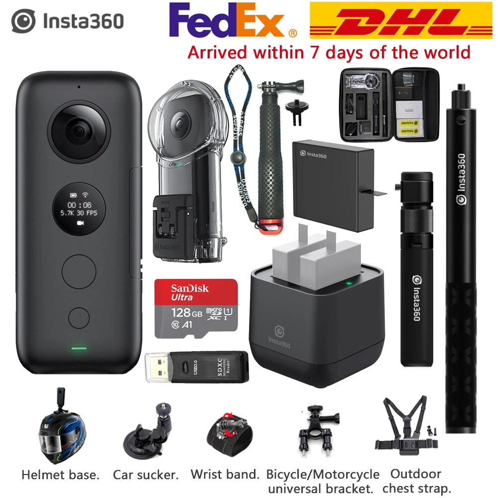 Insta360 ONE X 5 7 K VR 360 экшн-камера для iPhone и Android Insta зарядное устройство батареи время