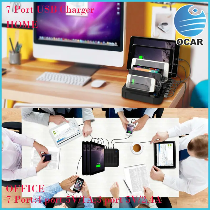 7 ports USB Charger Black 049