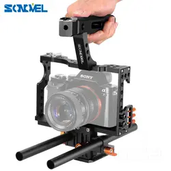 Sonovel 15 мм стержень установка DSLR Камера видео Cage Kit стабилизатор + Топ Ручка для Sony A7 II a7rii a7sii a6300 a6000/gh4/EOS M5