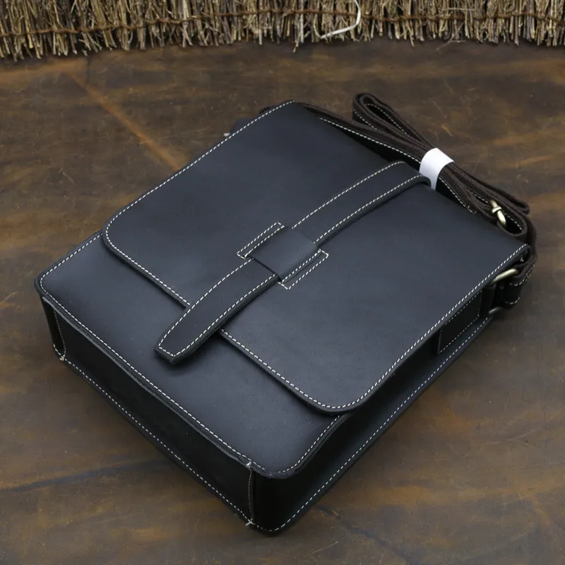 

Kingsons Men Genuine Leather Handbag Cowhide Man Shoulder Messenger Bags Nylon Male Top Crossbody Travel School Flap Bag