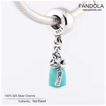 Стерлингового серебра 925 Алиса в бутылку мотаться Шарм Бусины Подходит Пандора браслет Серебряный Шарм серебро 925 ювелирные изделия