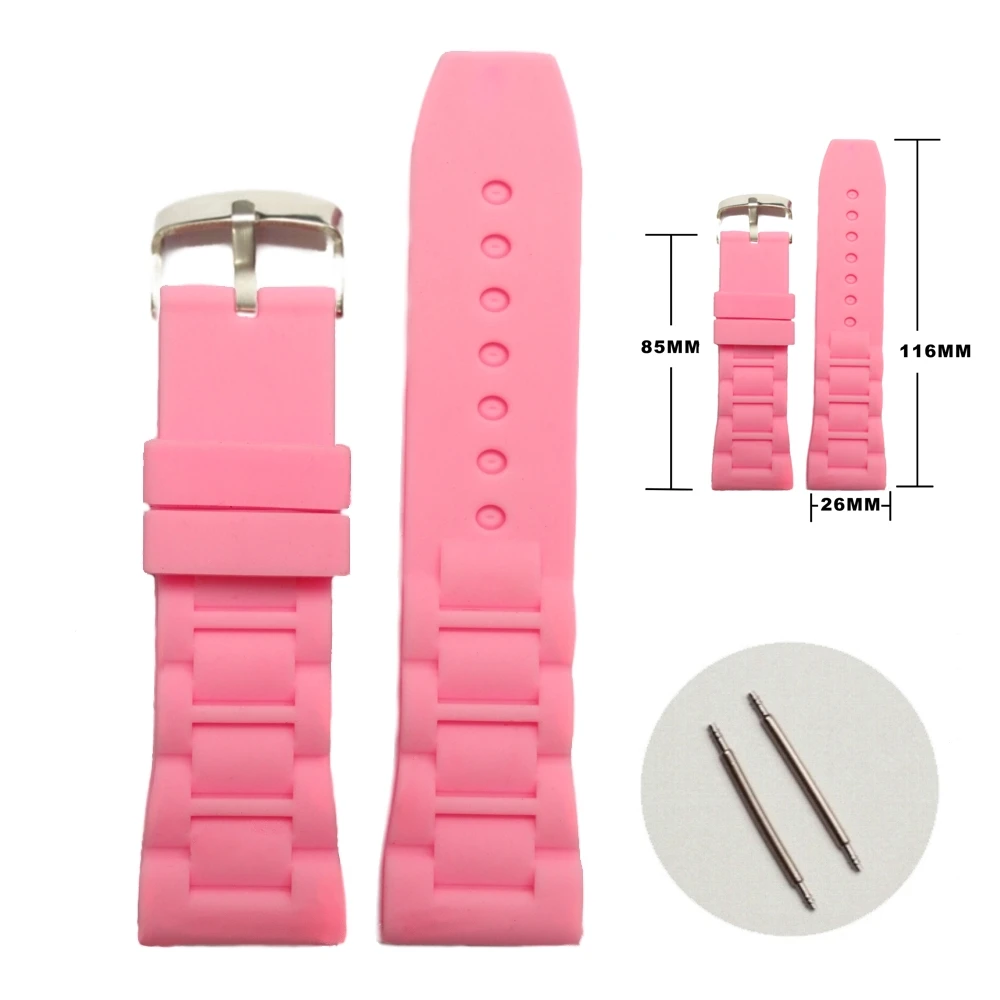 

26mm Charm Pink Color Silicone Jelly Rubber Ladies Watch Band Straps WB1059L26JB
