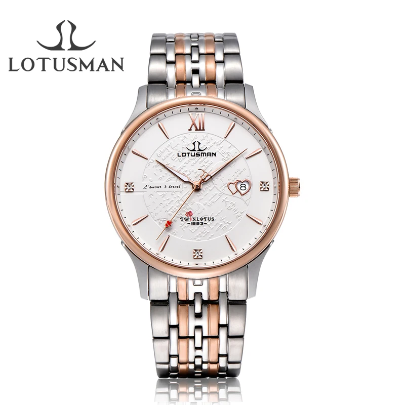 

LotusmaN luxury lovers' watch Men Women stainless steel quartz watch sapphire wristwatch Elegant Dress Watch relogio Gift ML902A