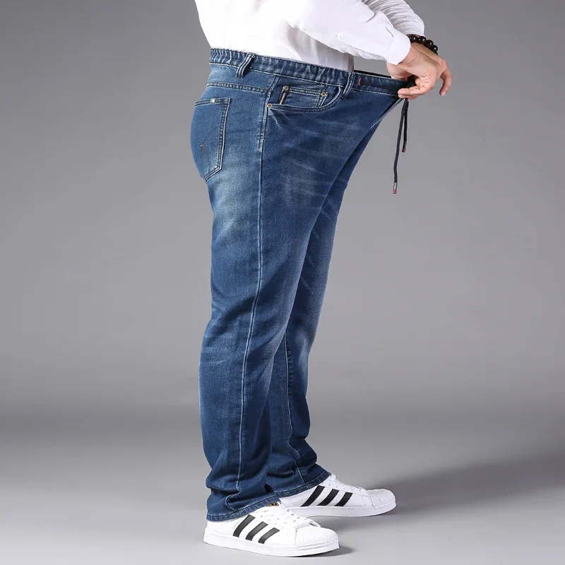 

2019 New arrival fashion Winter Elastic Jeans Men High Waist Elasticity Loose Tide Full Length Casual plus size L-4XL5XL 6XL 7XL