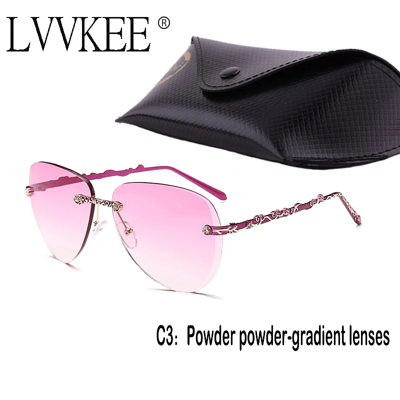 

lvvkee Women Sunglasses Women Brand Designer Rimless Sunglasses De Sol Mujer Luxury Retro Rose Gold Sun Glasses for Womens 937