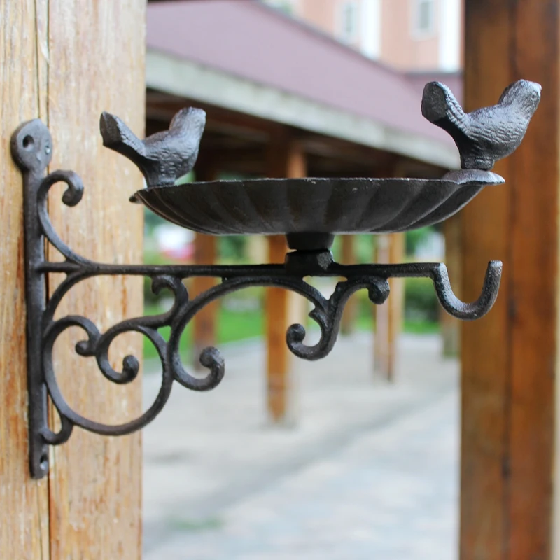 Европейская винтажная парная птичка вокруг стены Литая железная кормушка для