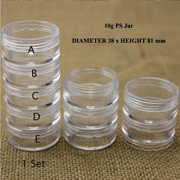 

10 set/Lot Promotion 5*10g Plastic Cream Jar Cosmetic 1/3OZ Package Eyeshadow Small Facial Makeup Refillable Bottle Container