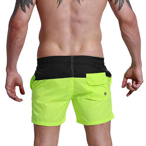 Aimpact, модные летние сексуальные пляжные мужские шорты, для отдыха, с подкладкой, мужские пляжные шорты в стиле пэчворк, быстросохнущие шорты с эластичной резинкой на талии, DT62 - Цвет: YellowGreen