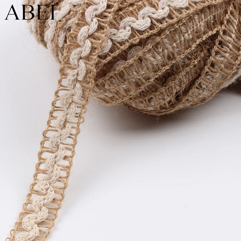 

10Yards 15mm Knitted Cotton Thread Burlap Lace Trims DIY Jute Hemp Rope Ribbon Handmade Crafts Floral Accessories Ribbons