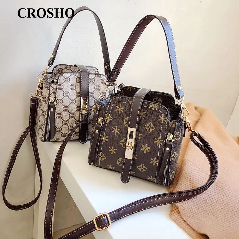 

CROSHO Stylish Bucket Bag Ladies One shoulder Messenger Bag Letter