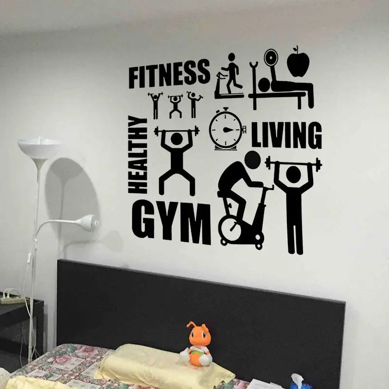GYM Fitness Wall Sticker Healthy Lifestyle Sport Home Decal Mural
