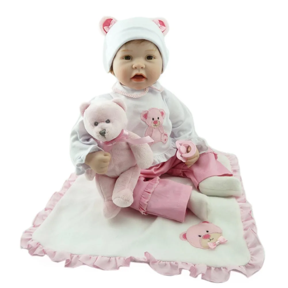 

NPK 55cm Baby Doll Kit Silicone Lifelike Newborn Reborn Dolls for Kids Playmate Birthday Gift FJ88