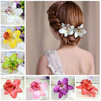 

2PCS Bohemia Style Orchid Peony Flowers Hair Clips Hairpins for Women Hair Accessories for Beach 6 Colors