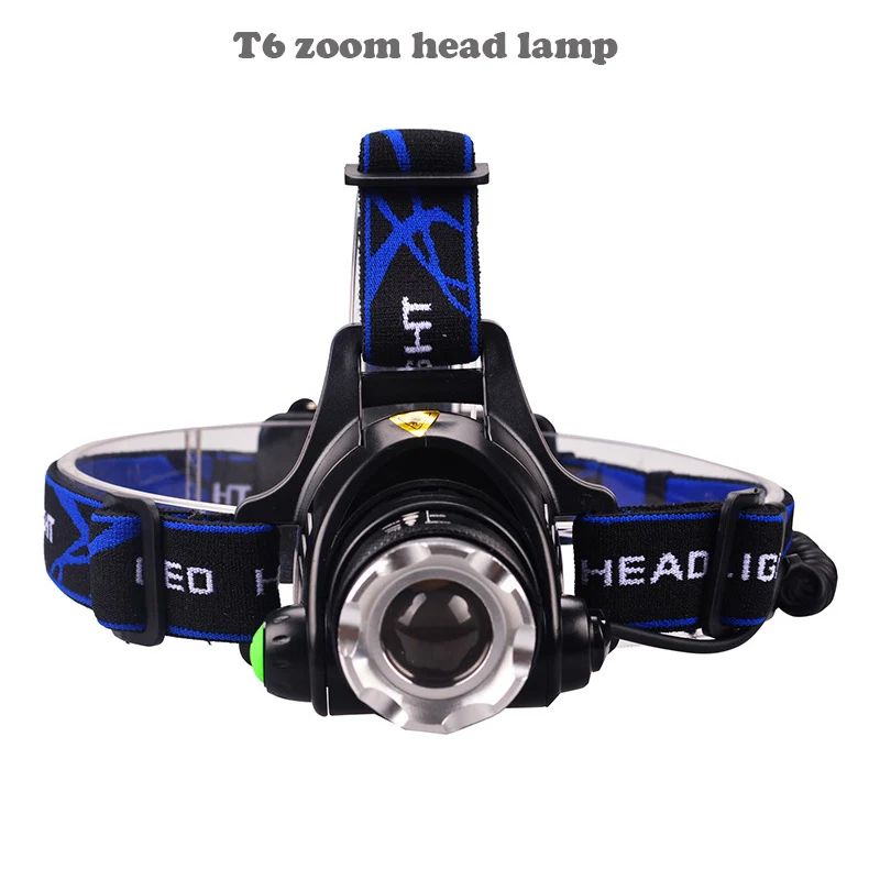 

T6 zoom type strong baldheaded light 10 w alloy head Waterproof Rechargeable Cycling Fishing Headlight +Charger Biking, camping