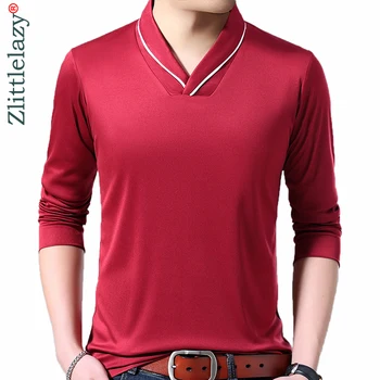 

2019 brand casual spring unique collar long sleeve t shirt men streetwear tshirt fashion fitness t-shirt jersey mens tee shirts