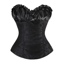 Corsé Sexy Vintage sobre busto de satén corsé de flores Top con cordones cremallera lateral para carrocería moldeador Bustier Push Up S-6XL