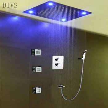 

Bathroom Shower Set Accessories Faucet Thermostatic water Mixer LED Ceiling Shower Head Rainfall Shower set with body spray