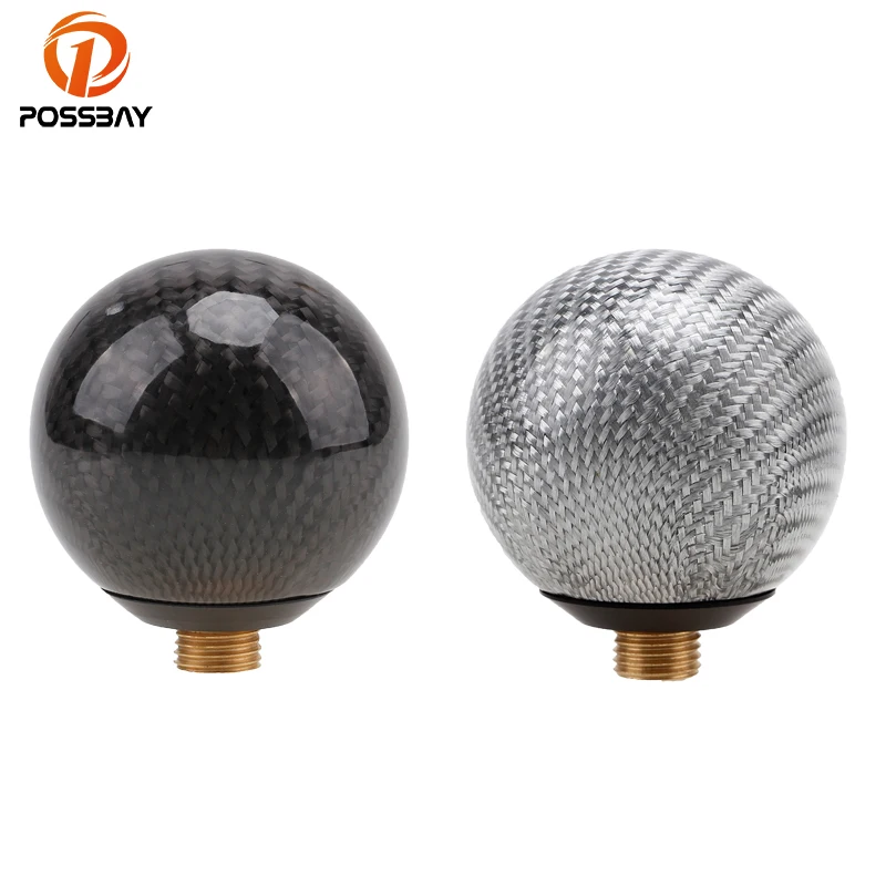 Possbay Black Silver Carbon Fiber Universal Car Gear Shift