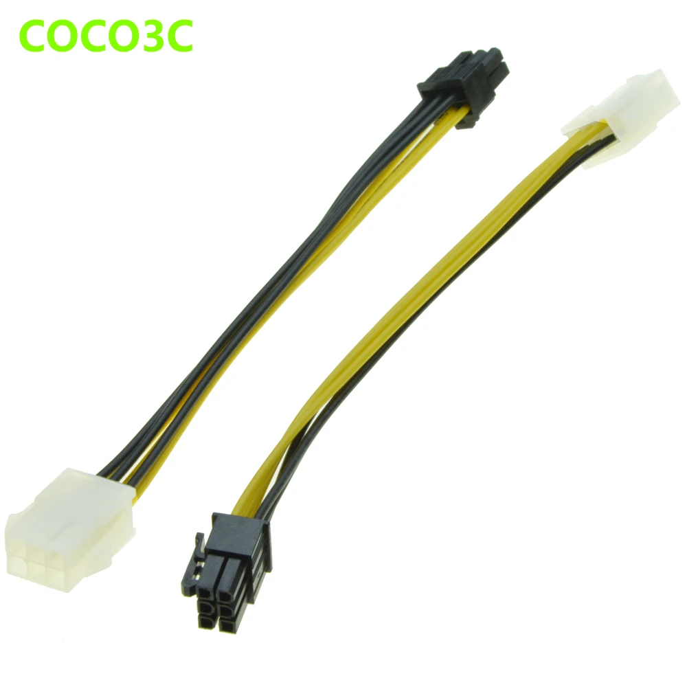 Cables 60cm GPU Video Card PCI-E 6Pin Male to PCI-E 6Pin Female Power Extension Cable Cord 6 pin Ribbon Cable 18AWG Cable Length: 60cm, Color: 5PCS