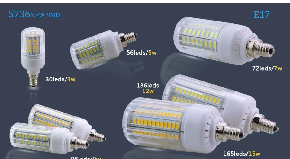 Светодиодный светильник светодиодный лампы E27 E17 E12 110V 5736 SMD 3 Вт-15 Вт лампада светодиодный лампы светодиодный s для дома светильник ing для Люстра светильник Инж