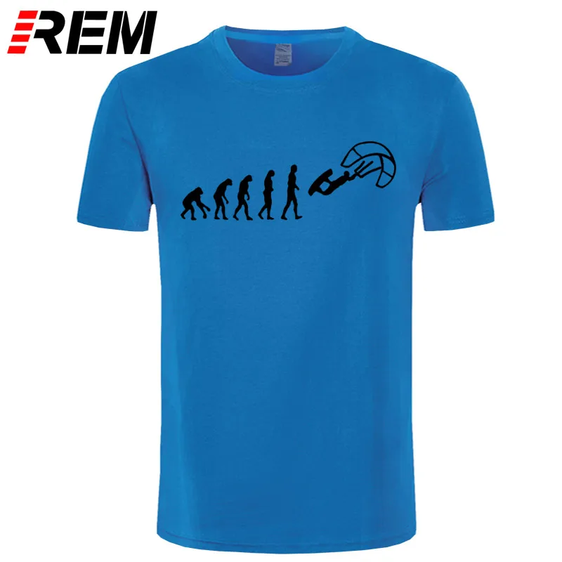 REM Funny Kitesurf Shirt-Kite Surfinger Evolution Kite Boarding, хлопок, футболка классная с принтом, облегающая футболка с буквенным принтом - Цвет: blue black