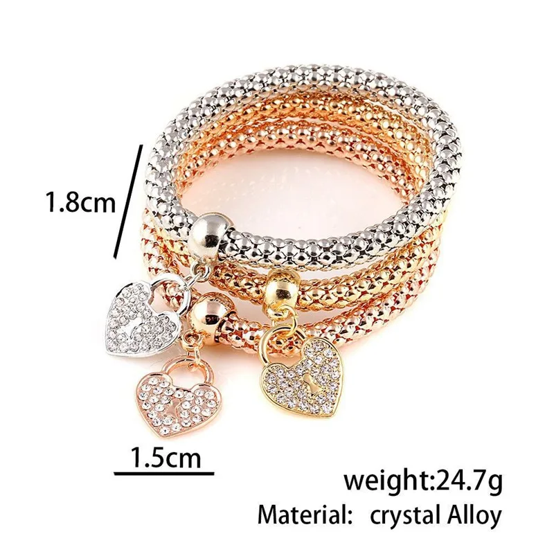 Модные браслеты в стиле бохо, 3 шт./набор, браслеты с кристаллами, золотой цвет, браслеты с подвесками для женщин, модные ювелирные изделия