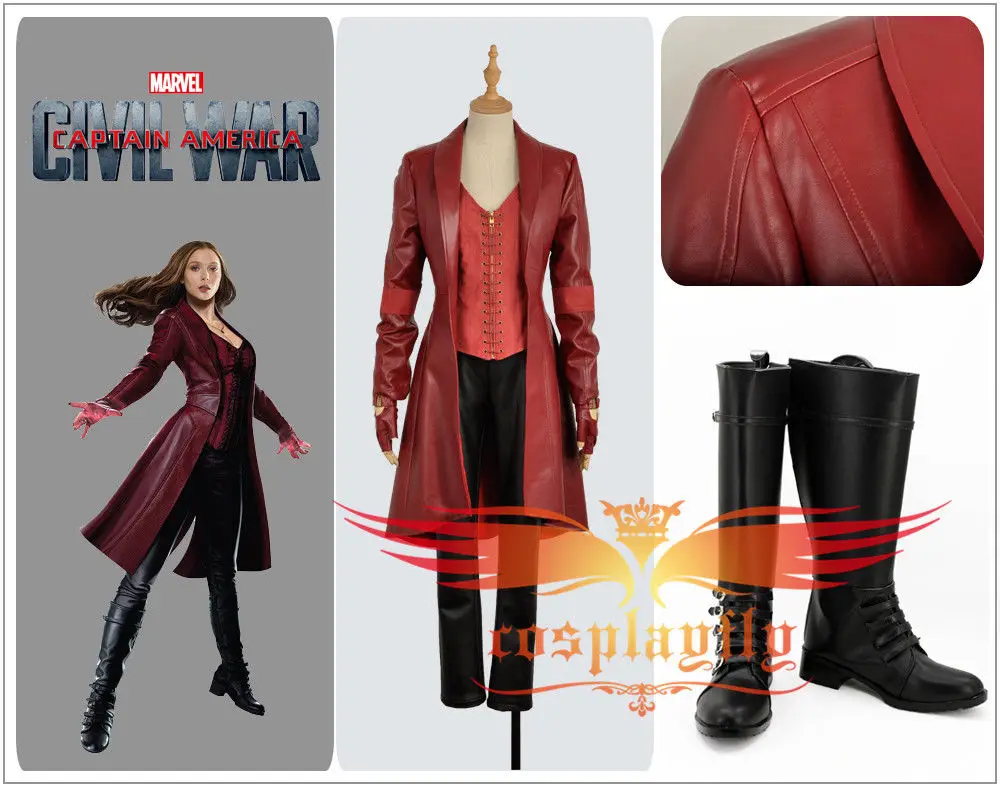 Капитан Америка 3: костюм для гражданских войн Wanda Maximoff Scarlet Witch Карнавальный