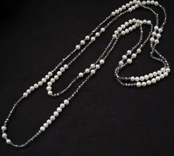 

long 50 8-9MM genuine natural south sea white pearl necklace