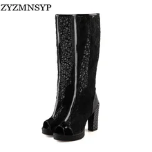 ZYZMNSYP Women sexy sandals knee high women summer boots peep toe sandal thigh high heels Ladies gladiator boots platform shoes