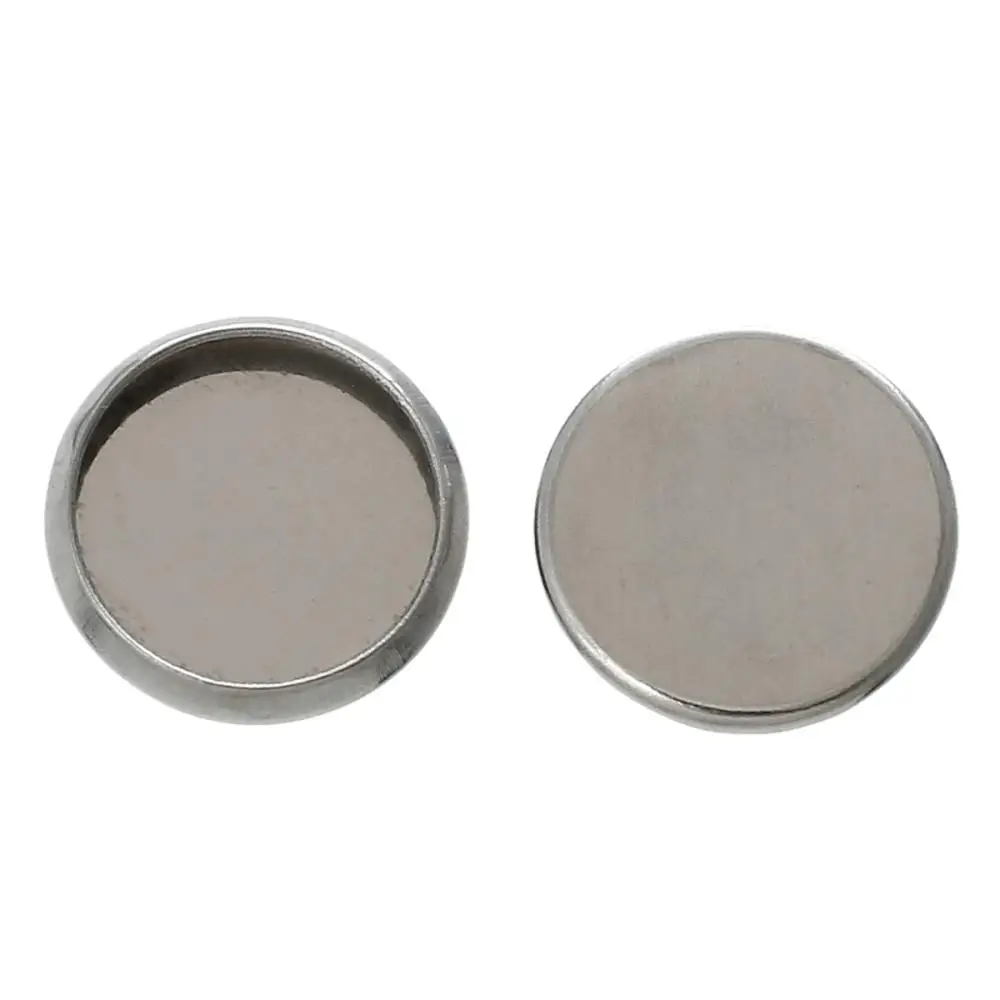 

DoreenBeads Stainless Steel Cabochon Frame Settings Round dull silver color(Fits 12mm Dia)14.0mm Dia,50 PCs