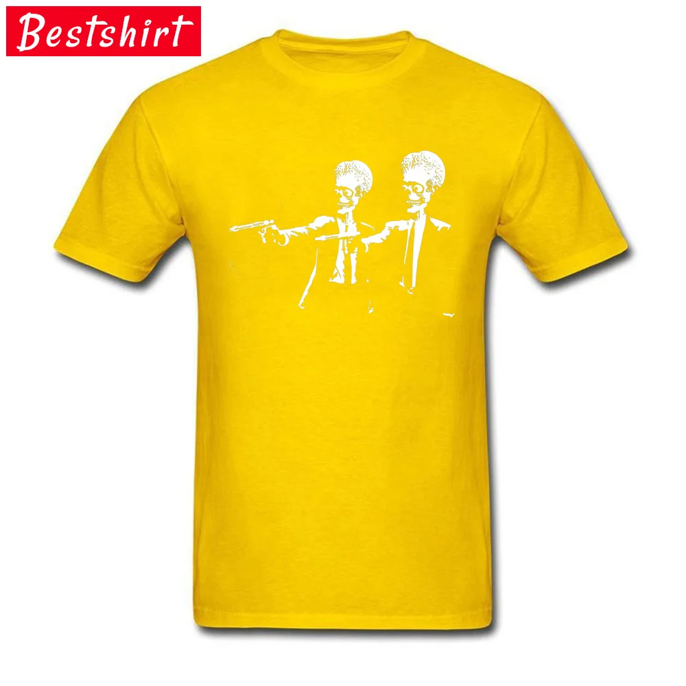 Simple Style Mars Attacks Pulp Fiction 4874 April FOOL DAY Tops Shirt New Design Crew Neck 100% Cotton Tees Men T-shirts Mars Attacks Pulp Fiction 4874 yellow