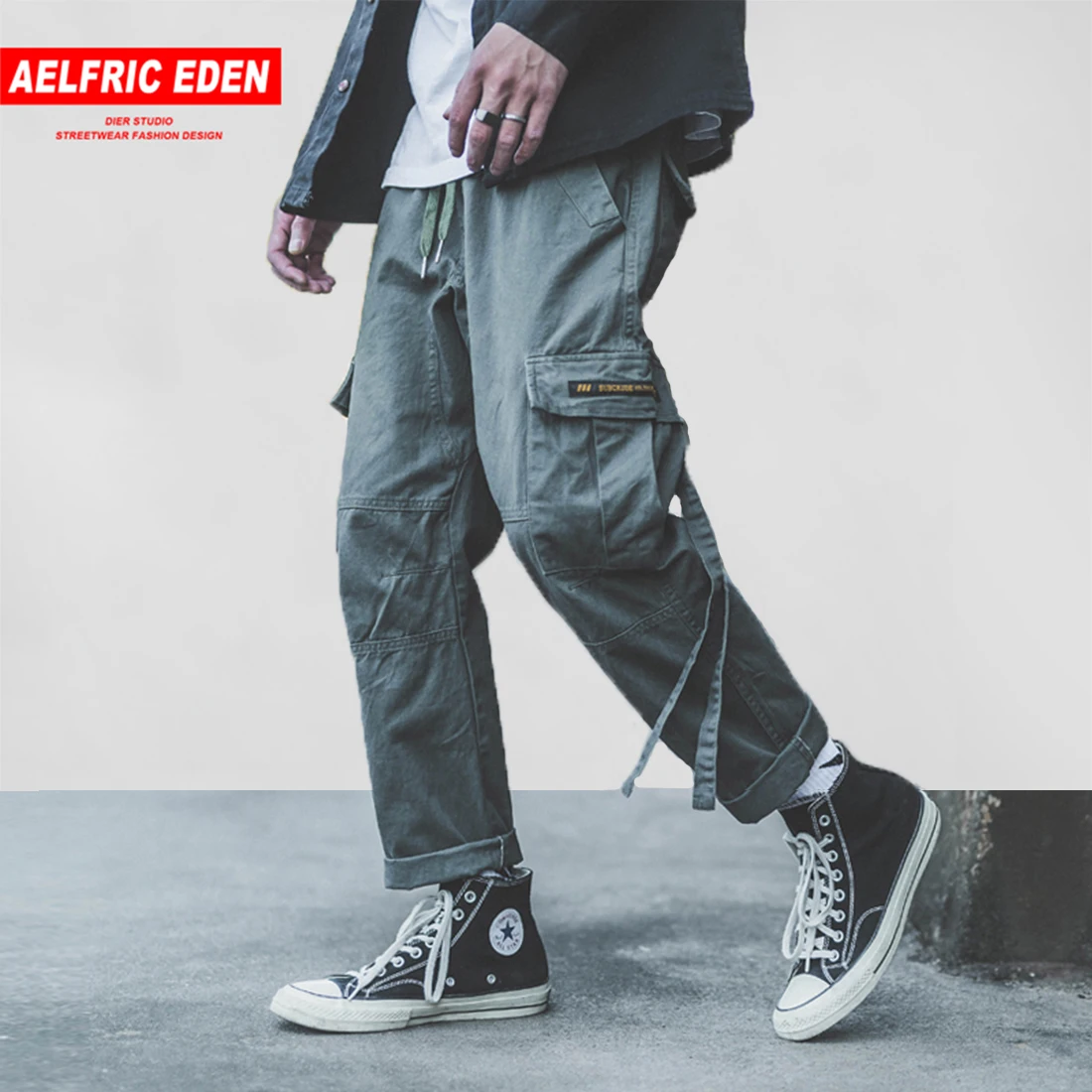 

Aelfric Eden New Design 2018 Autumn Harajuku Mens Pants Hip Hop Casual Multi Pockets Fashion Joggers Patchwork Streetwear B054