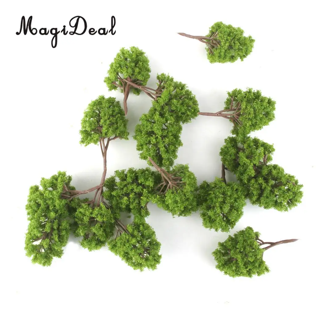 MagiDeal 20Pcs/Pack 1/150 Scale Plastic Model Trees N Scale Train Track Park Layout Wargame Village Scenery Diorama Decor 7.5cm