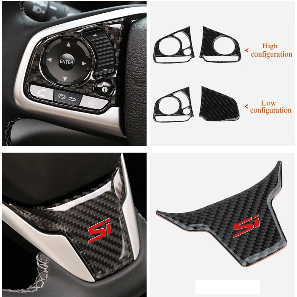 Auto Car Styling Carbon Fiber Steering Wheel Sticker Decoration Frame Trim Steering Wheel Button