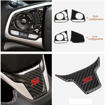 

Auto Car Styling Carbon Fiber Steering Wheel Sticker Decoration Frame Trim Steering Wheel Button Cover for Honda Civic 2016 2017