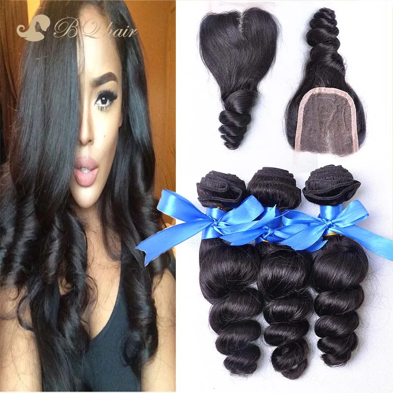 7A Cheap Peruvian Loose Wave With Closure Unprocessed Virgin Hair Lace Closure With Bundles High Quality